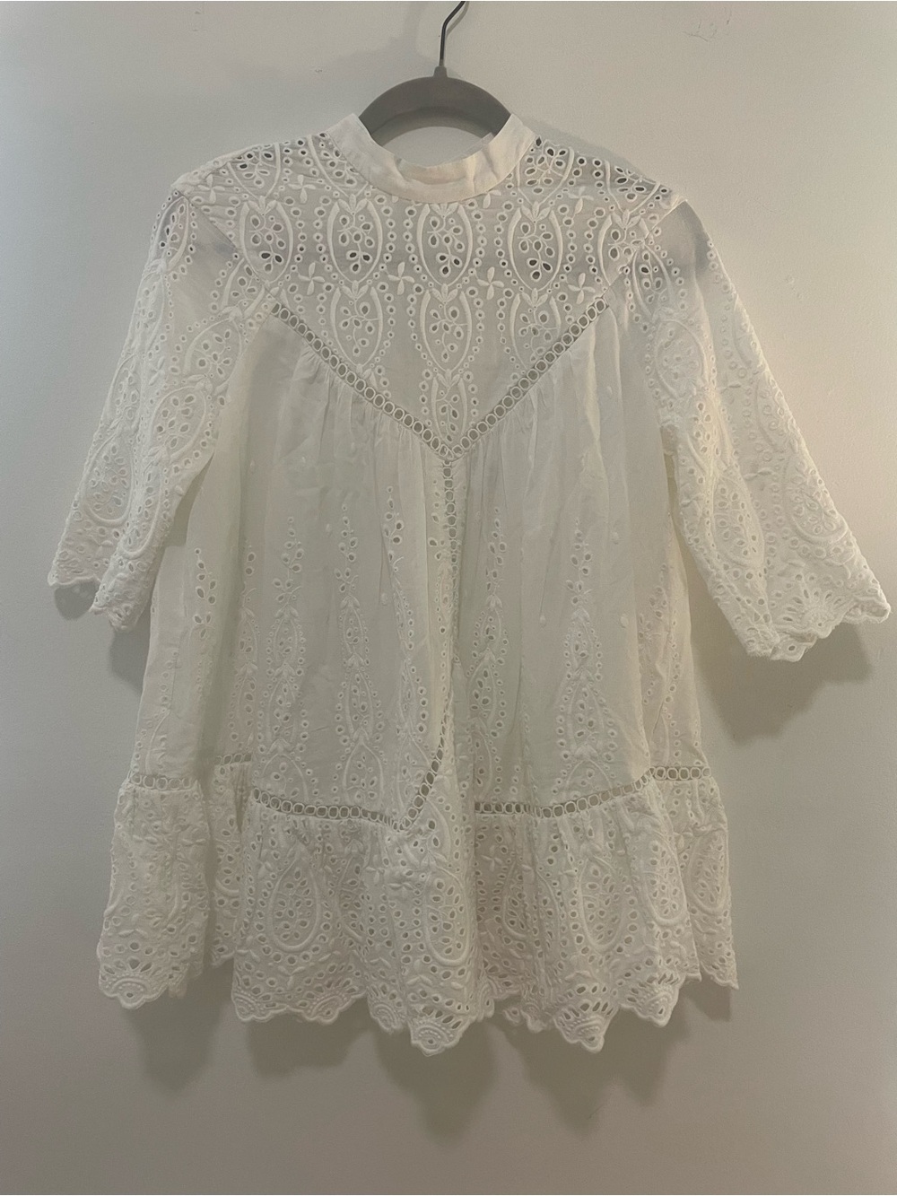 Zimmermann White Embroidered Eyelet Smock Top 0 XS